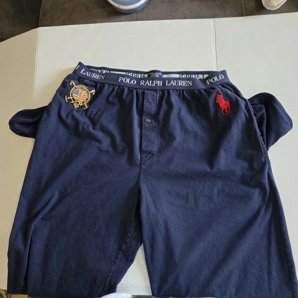Polo Ralph Lauren Snow‎ Polo Challenge Cup Sz Large Blue Sleep Pants Red Pony